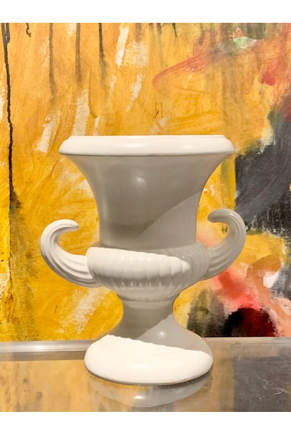 Vintage Matte Cream Urn with Curled Handles- H20xW18cm