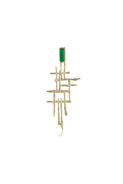 Tower Brooch - Brut Baum Collection - 14ct Gold Plated with Green Agate 10cm  - Sarina Suriano for BECKER MINTY
