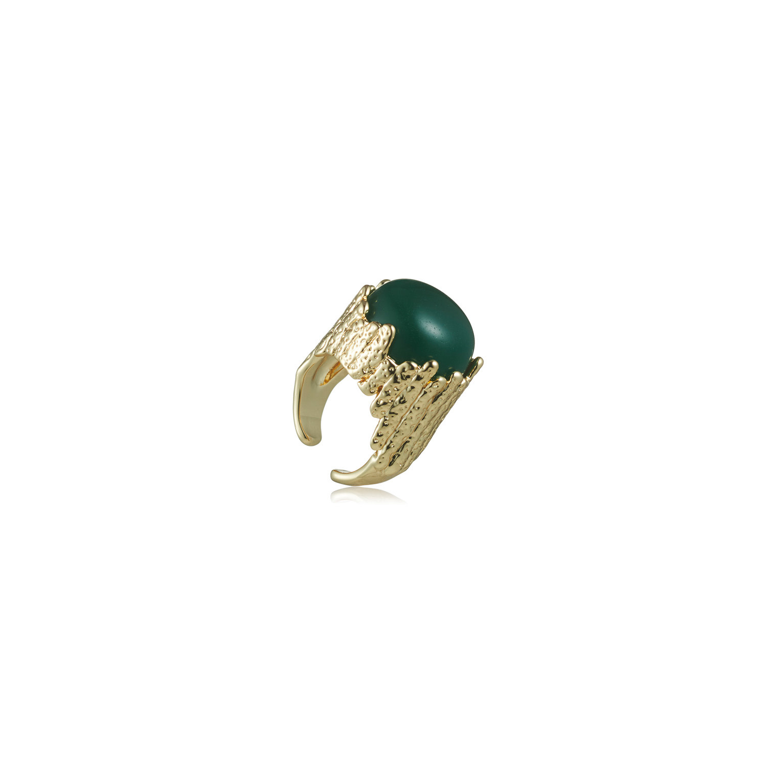 Jupiter Ring - Brut Baum Collection - 14ct Gold Plated Ring with Cabochon Green Agate  - Sarina Suriano for BECKER MINTY-2