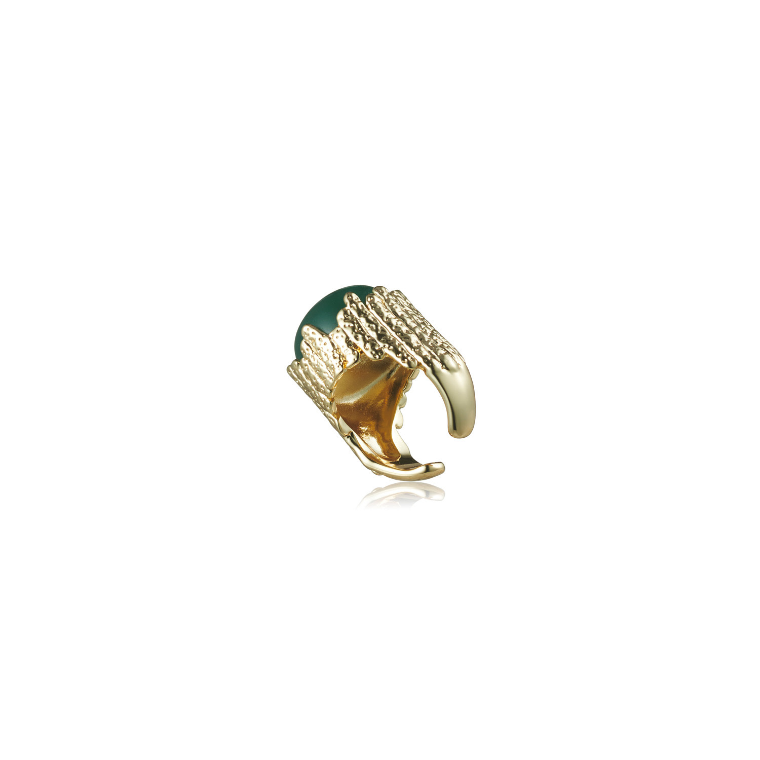 Jupiter Ring - Brut Baum Collection - 14ct Gold Plated Ring with Cabochon Green Agate  - Sarina Suriano for BECKER MINTY-3