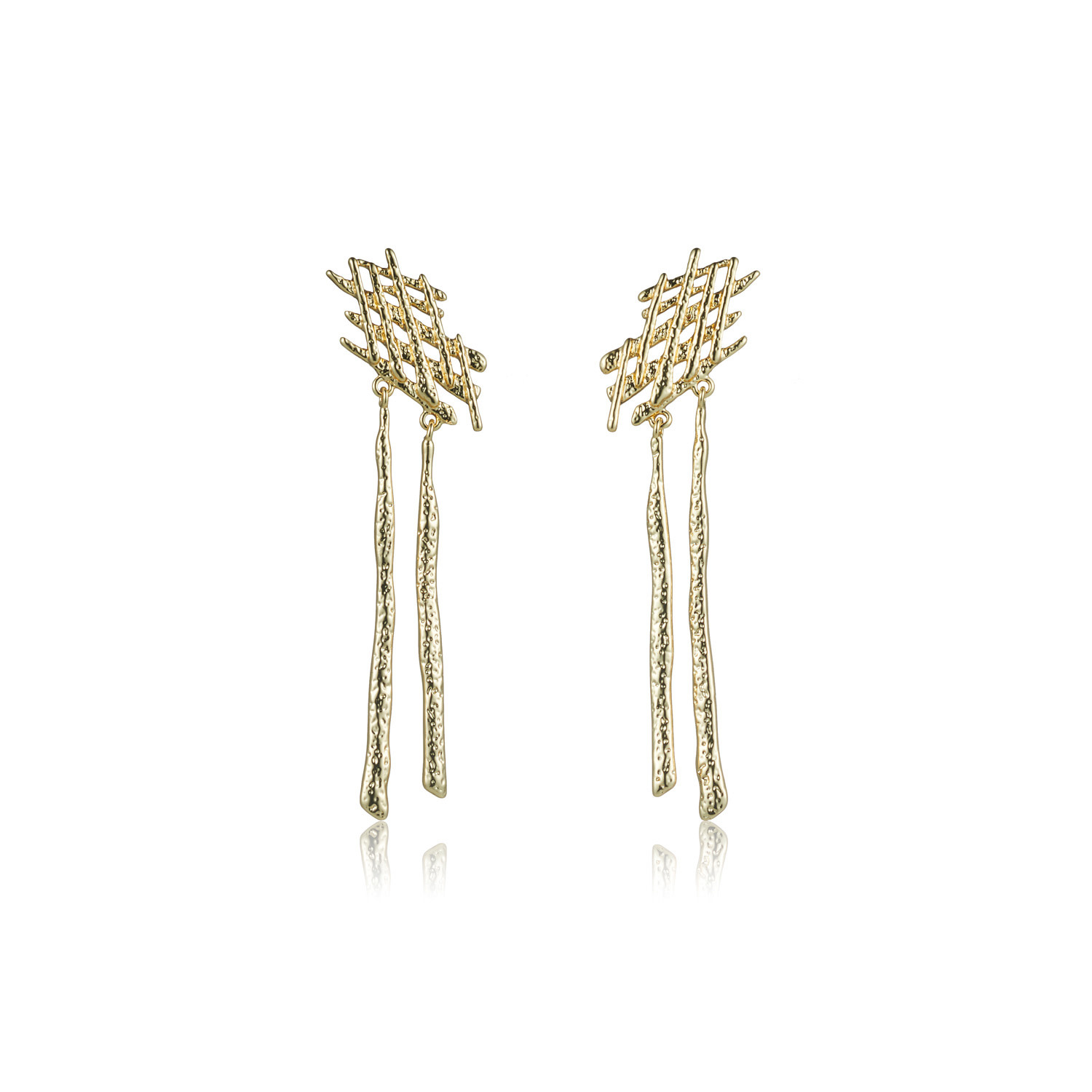 Cinnamon Earrings -  Brut Baum Collection -14ct Gold Plated Earrings with Double Drop 5cm  - Sarina Suriano for BECKER MINTY-1