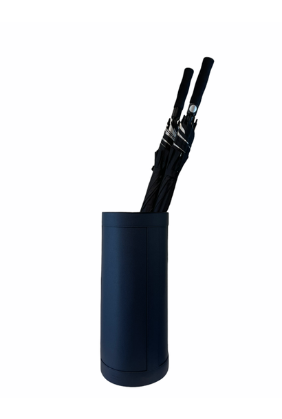 Giobagnara - Pierre Umbrella Stand - Royal Blue Printed Calfskin Leather with Royal Blue Stitching Bronze Detail - D23cm H51cm - Italy