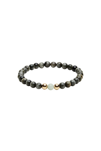 SPIRITUS STONES - ABUNDANCE BRACELET WITH JADE, HAWK'S EYE & 14ct GOLD