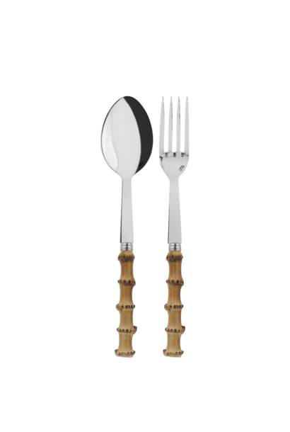 Sabre - Panda Serving Fork & Spoon Set - Bamboo - France