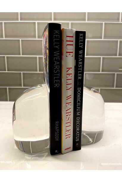 BECKER MINTY Curve Collection - Clear Crystal Glass Bookends -H16x9x9cm