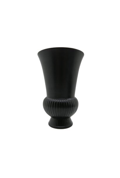 Vintage Wedgwood - Ravenstone Trumpet Vase - Black - Large H21cm - UK c.1960