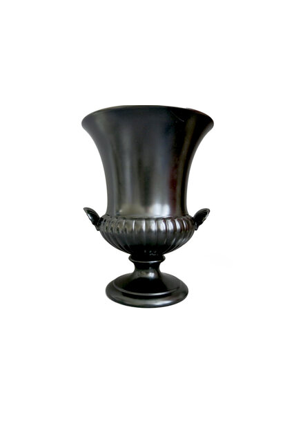 Vintage Wedgwood - Ravenstone Urn / Vase - Black - H17.5cm UK