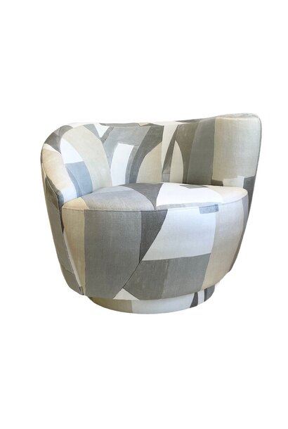 BECKER MINTY - Club Tropicana Low Right  Swivel Chair in Kelly Wearstler District Fabric Shown  in Alabaster - H75cm W91cm D88cm Seat H46cm