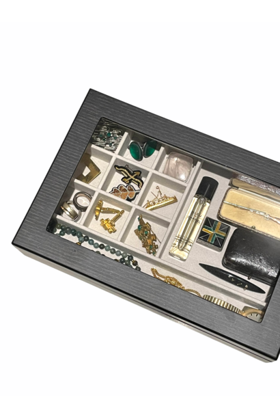 BECKER MINTY C Organiser – Grey Striped Wood Veneer Jewellery & Accessory Box