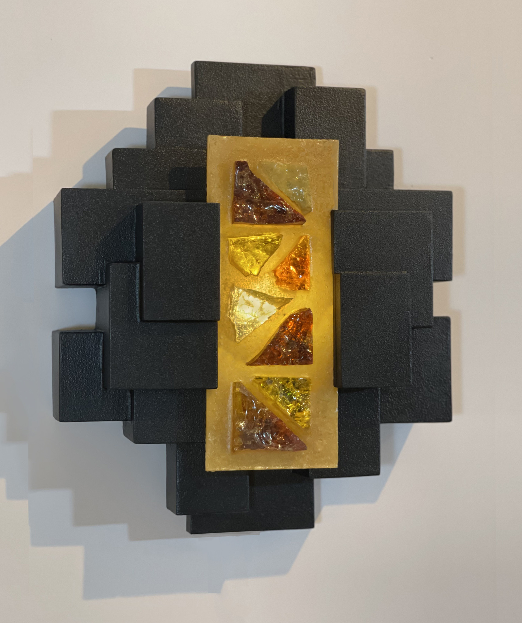 Enik Wall Sconce Dan Schneiger Black Rubber Finish with Amber