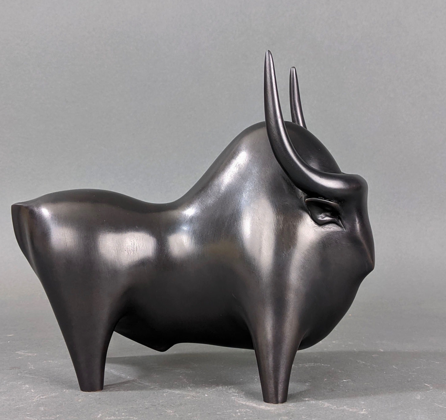 Bull 2/8 Black Patinated - Original Numbered - Jahantigh France - H20xW13xD23cm