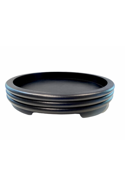 Giobagnara - Scala Ribbed Round Leather Tray  - Medium - Black -  D36.5xH4.5cm - Italy