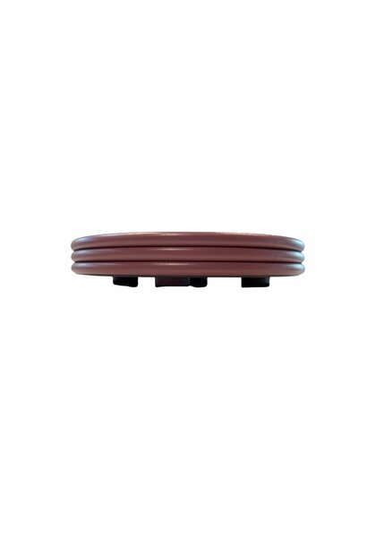 Giobagnara - Scala Ribbed Round Leather Tray  - Medium - Antique Rose -  D36.5xH4.5cm - Italy