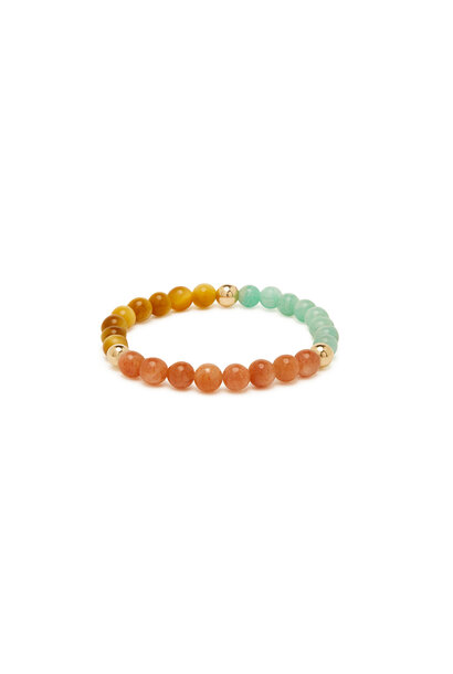 Spiritus Stones - KIDS POWER BRACELET WITH GOLDEN TIGER'S EYE, SUNSTONE, AMAZONITE & 14ct GOLD