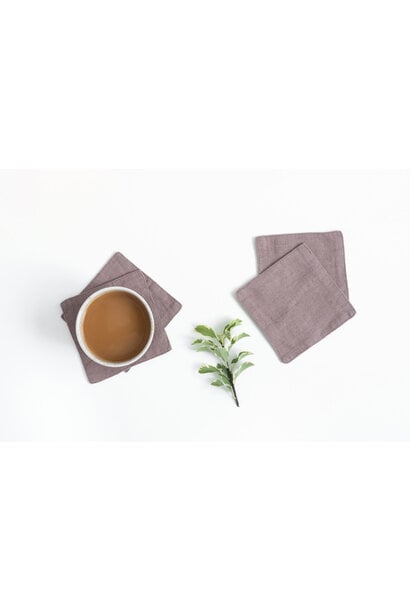 Linen Coasters - 100% Washed Linen - Set of 4