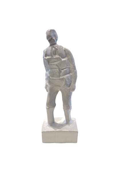 Robert Delves - White Fortitude Figure - Ceramic Sculpture - 18x10x6.5cm