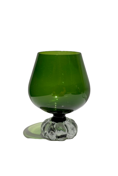 Vintage ASEDA Olive Green Glass Brandy Balloon -H14xD10.5cm - Sweden