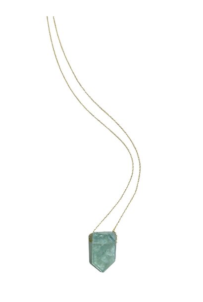 Margaret Solow - Aquamarine on 14ct Yellow Gold Chain Necklace - Handmade in LA