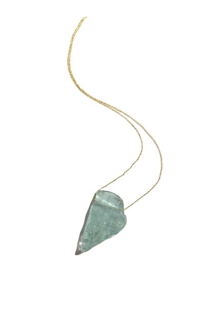 Margaret Solow - Aquamarine on 14ct Yellow Gold Chain Necklace - Handmade in LA