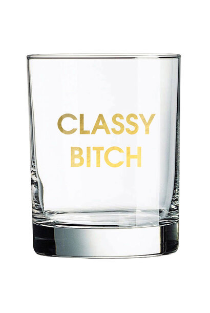 Classy Bitch  - Gold Foil Rocks Glass - Sold Individually