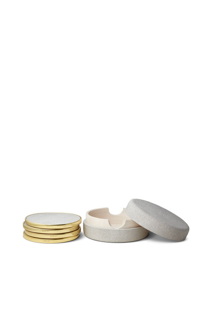 AERIN - Embossed Shagreen Coasters - Set of 4 - Dove
