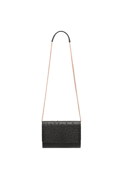 Victoria & Maude - Clutch Bag Ostrich Leather with Detachable Chain - Handmade in Australia