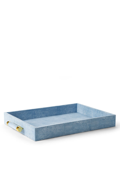 AERIN - Classic Embossed Shagreen Serving Tray - Blue