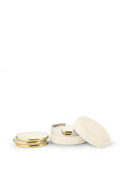 AERIN - Embossed Shagreen Coasters - Set of 4 - Cream