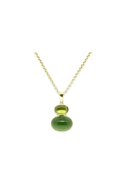 18ct Gold, Peridot and Serpentine Pendant with Gold Plated Sterling Silver Chain - 18.10cts L2.5cm -- BF Jewellers Brazil