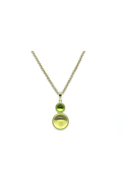18ct Gold, Peridot & Lemon Citrine Pendant with a Gold Plated Sterling Silver Chain -19.35cts - L3cm  - BF Jewellers Brazil
