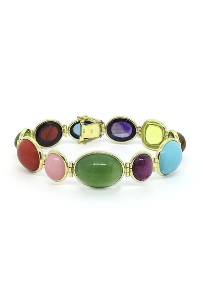18ct Gold and Semi Precious Stone Bracelet - Total 86.45cts - L18cm - BF Jewellers Brazil