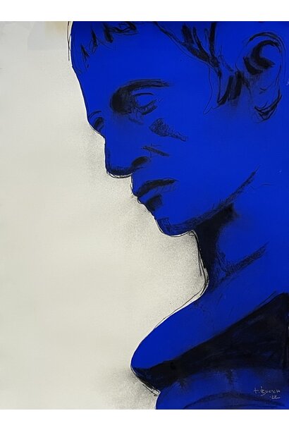 SOLD - Thomas Bucich - Philosopher I, 2022 - Pigment, charcoal and pencil on paper - 106x79cm framed - Black shadow box frame