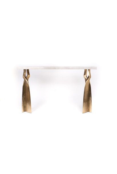 Kifu Paris - Chital Console - Antique Natural Shagreen with Bronze-Patina Brass Legs