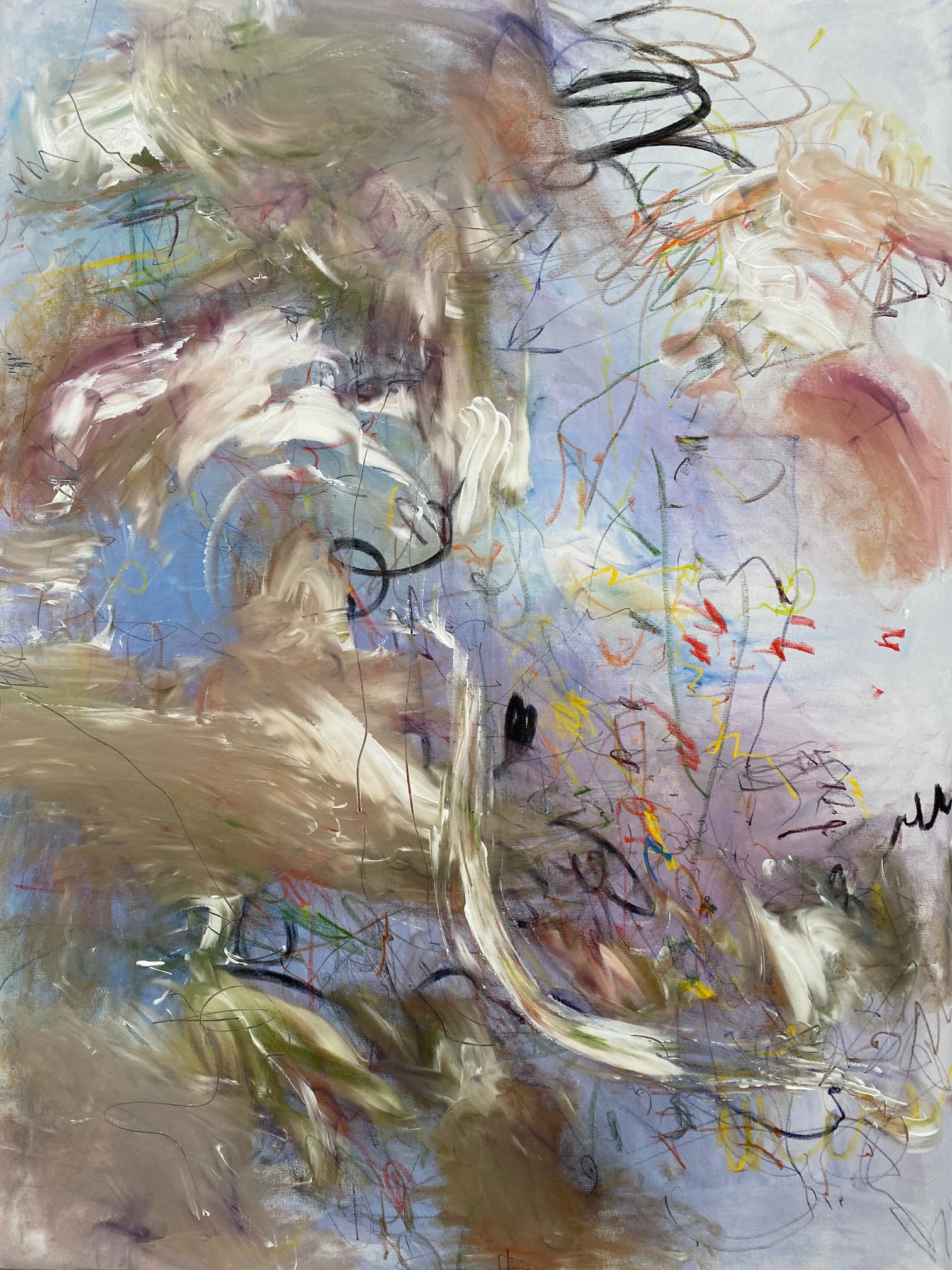 Sharon Collyer - The Tempest, 2022 - Mixed media on canvas - 122x91cm (125x94cm framed) - Tasmanian oak frame with chestnut stain-1