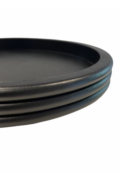 Giobagnara - Scala Ribbed Round Leather Tray  - Large - Black -  D46.5xH4.5cm - Italy