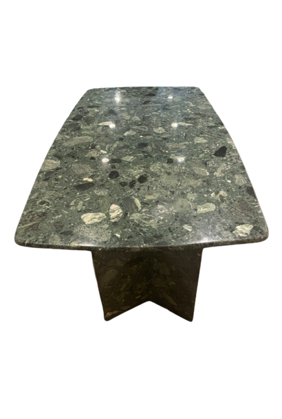 Vintage Composite Marble Dining Table - Dark Green - L180xH75xD102cm (approx)