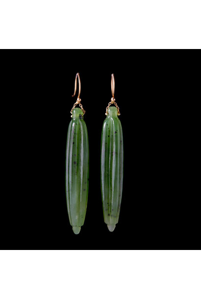 Ten Thousand Things - 18ct Gold Jade Pine Needle Earrings - NYC