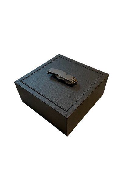 Giobagnara - Ambra Trinket Square Box - Black Printed Calfskin Leather - 25x25x13cm - Italy