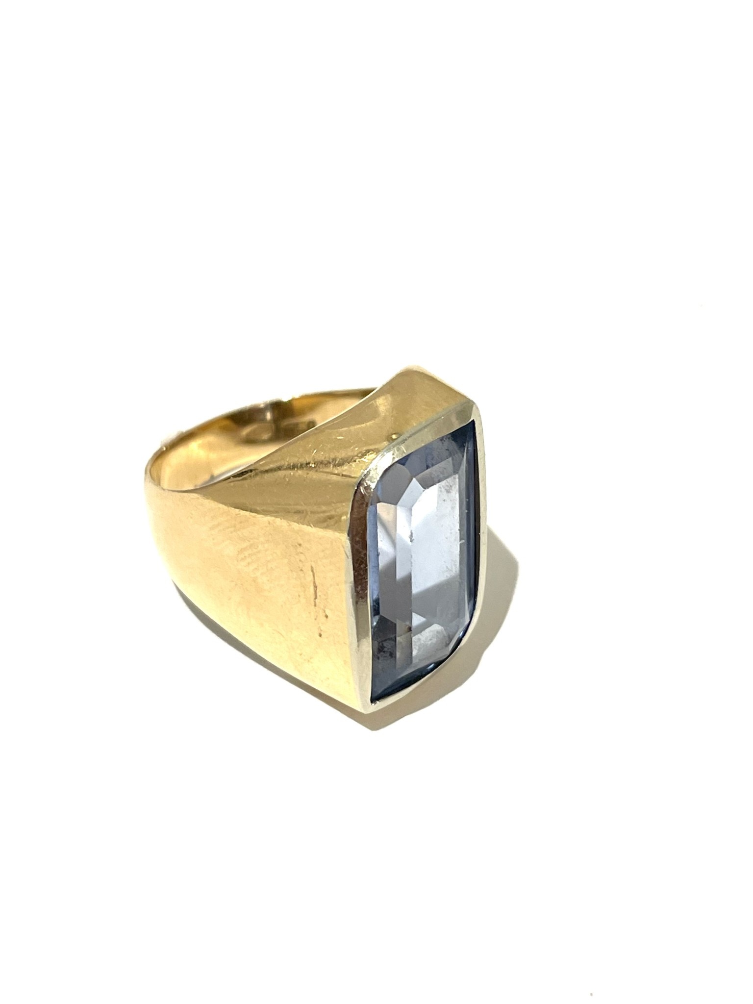 Vintage 18ct Yellow Gold and Synthetic Spinel Dress Ring c1970 8.1g. Size'N - Sourced USA-2