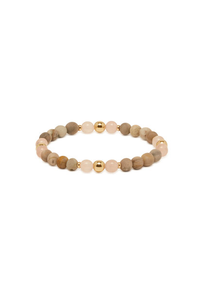 SPIRITUS STONES - THE MRS MINTY BRACELET WITH PICASSO JASPER, ROSE QUARTZ & 14ct GOLD FILLED