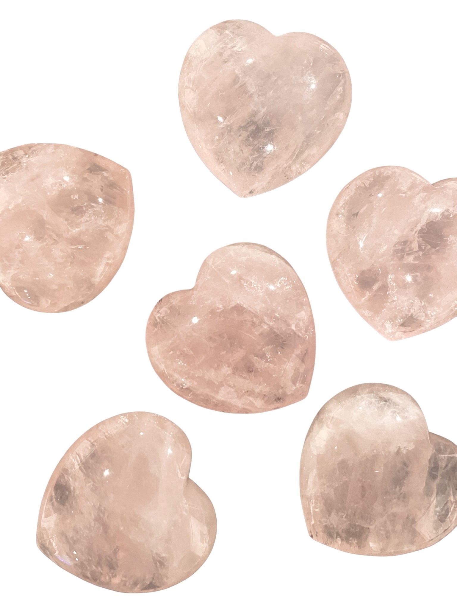 Hand Carved Rose Quartz Heart 6-8cm - Each Heart is individual and may vary from this image.-2