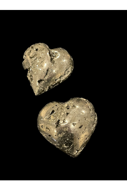 Hand Carved Pyrite Heart - Approx 8cm - Each heart is individual and will vary from this image.