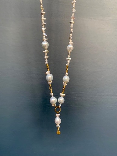 Lisa Black Jewellery - Baroque South Sea Opera Necklace - Fine Australian South Sea Baroque Pearls with Akoya Keshi Pearls - 22ct Gold Detail - Handmade in Australia-3