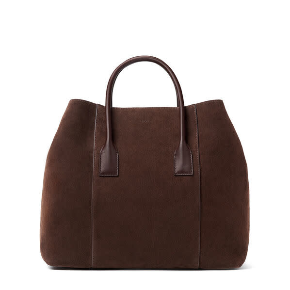 AERIN Mini Weekender Bag Suede Chocolate Made in Italy