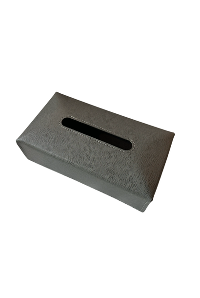 Giobagnara - Ready Leather Tissue Box Graphite with Graphite Stitching -  23.5x13x5.5cm - Italy