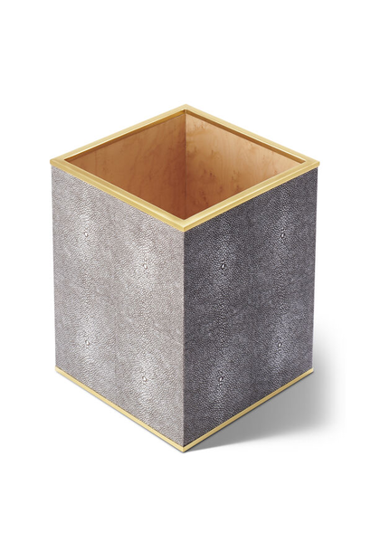 AERIN - Classic Embossed Shagreen Waste Basket - Chocolate