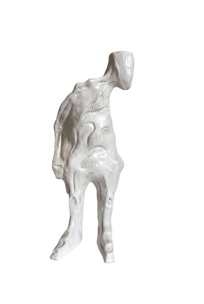 Robert Delves - White Mimesis Figure - Ceramic sculpture - 30x10x13cm