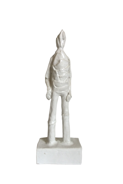 Robert Delves - Large White Fortitude Figure - Ceramic sculpture - 41x14x8.5cm