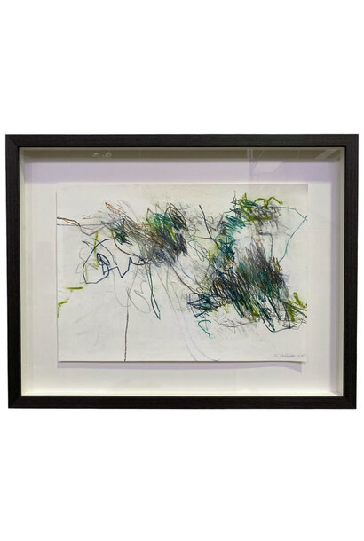 Sharon Collyer - The Verdant Green, 2022 - Mixed media on watercolour paper - 44.5x54.5cm framed