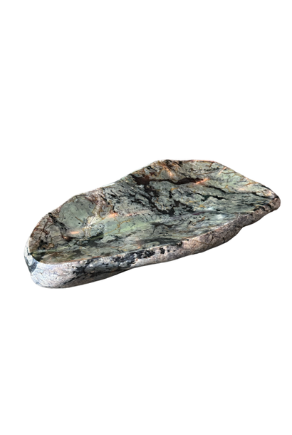 Tasmanian Jade & Black Magnetite Long Bowl - 49 x 23 x 8cm